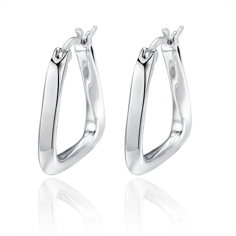 Geometrische Facettierte Creolen 925 Sterling Silber Dreieckig Verdreht Minimalistischer Retro Stil Damenschmuck