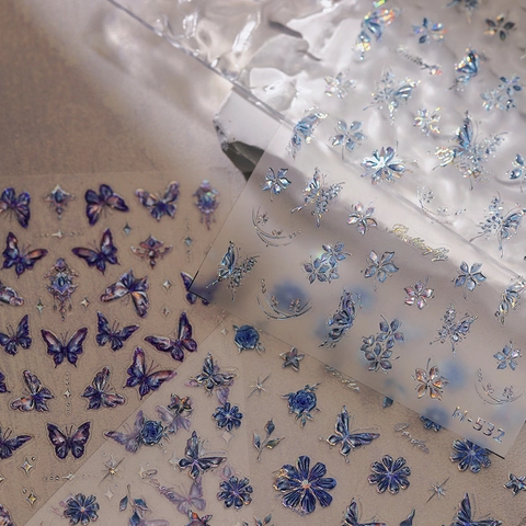 Autocollants À Ongles Papillon Holographiques Décalcomanies Auto Adhésives En Relief Pour Femmes Manucure DIY Tendance