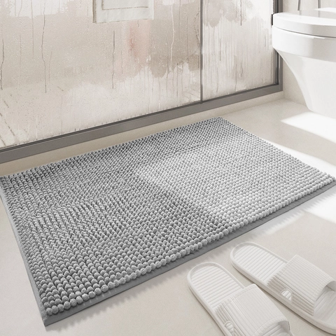 Chenille Bathroom Mat Super Absorbent Non-Slip Bath Rug Microfiber Washable Quick Dry Soft Shaggy For Shower Toilet