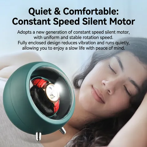 Automatic Watch Winder Smart Spherical Mechanical Watch Storage Case Silent Motor Anti-Magnetic Dual Power Supply Watch Shaker Space White Emerald Green