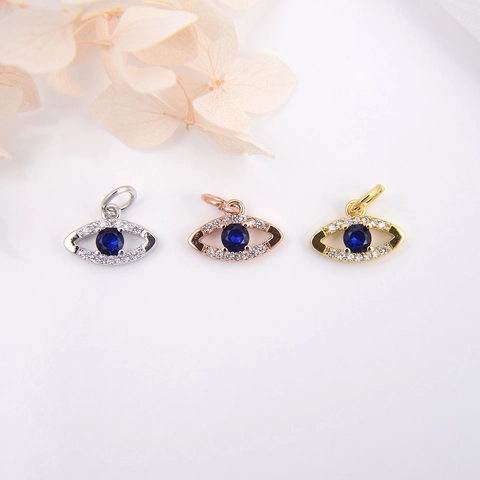 Evil Eye Charm Kupfer Mikro Pave Zirkon Kleiner Anhänger Für DIY Schmuckherstellung Halsketten Armbänder Ohrringe Vergoldet