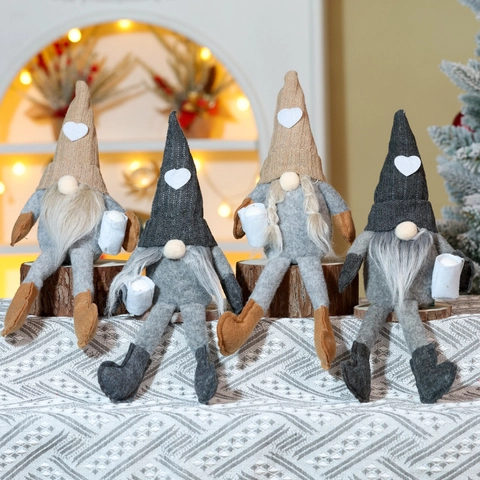 Gnomo Di Natale Bambola Senza Volto Decorazione Cappello In Maglia Cuore Tessuto Feltro Fatto A Mano Ornamento Da Tavolo