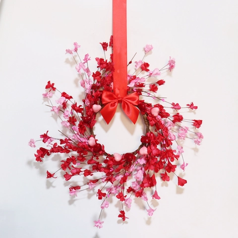 Heart Wreath Artificial Paper Flower Garland With Foam Hearts For Valentine Day Mother Day Home Door Decor Romantic