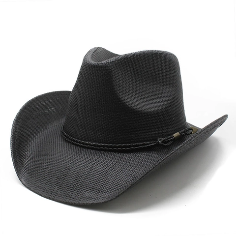Chapeau De Cow-Boy Occidental En Paille De Papier À Bord Large Respirant Pour Voyage En Plein Air Été Style Vintage Unisexe