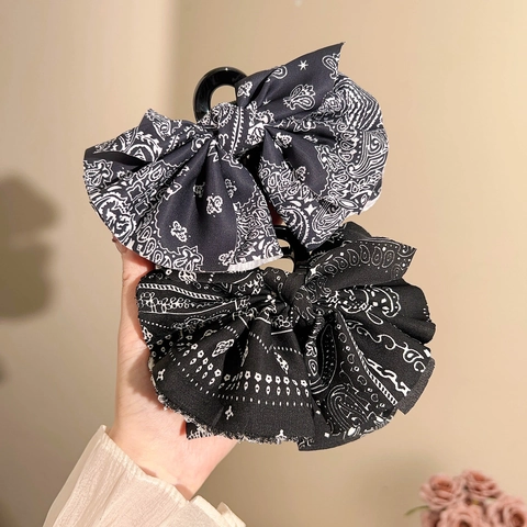 Molletta Per Capelli Con Fiocco Grande Tessuto Stampa Paisley Elegante Fermaglio Per Donne Stile Vintage Accessorio