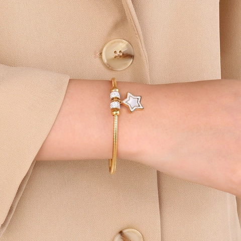 Bracciale Catena Serpente Magnetico In Acciaio Inossidabile Placcato Oro Con Strass Stella Malocchio Gioielli Moda