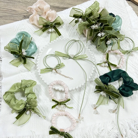 Chouchous Muguet Nœud En Satin Élastiques À Cheveux Haute Élasticité Élégant Style Coréen Pour Femmes