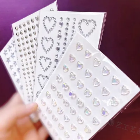 Face Gems Body Art Stickers Self-Adhesive Acrylic Rhinestones Heart Star Shapes For Makeup Decoration Shiny Crystal