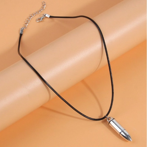 Collana Con Pendente A Proiettile Lega Di Zinco Tono Argento Cordino Nero Punk Rock Moda Gioielli Minimalisti Uomo Donna