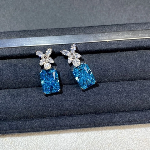 925 Sterling Silver Radiant Ice Flower Cut Rhinestone Stud Earrings For Women Elegant Geometric Flower Earrings Fashion Jewelry