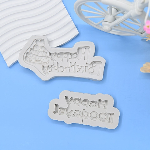 Silicone Celebration Lettering Mold For Fondant Chocolate Cake Decorating DIY Birthday Baking Tool Accessory