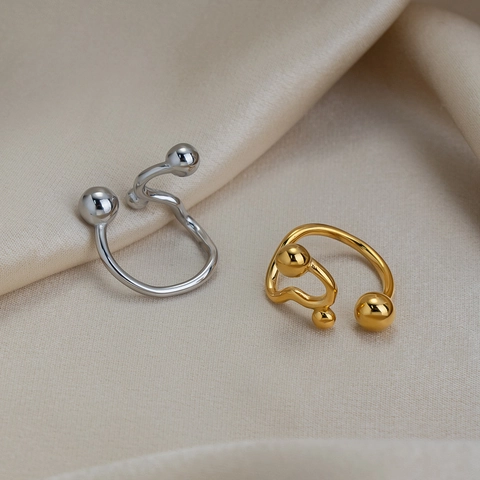 Anillo Abierto de Onda Irregular de Acero Inoxidable Minimalista para Mujer Estilo Coreano Chapado en Oro Plata Joyería Regalo