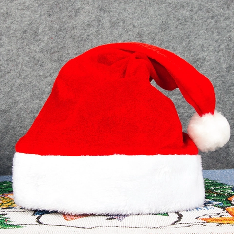 Klassieke Kerstmuts Rood Gouden Fluweel Pluche Rand Voor Volwassenen En Kinderen Feestelijke Vakantie Decoratie