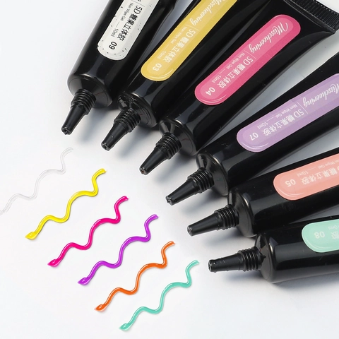 5D Stereoscopic Nail Gel Non-Wipe Tube 3D Relief Gel Polish For DIY Nail Art Decoration Macaron Colors