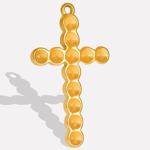 Cross Pendant Charm 304 Stainless Steel 18K Gold Plated Round Bezel Setting Tray For DIY Jewelry Making Findings Religious Personalized Style