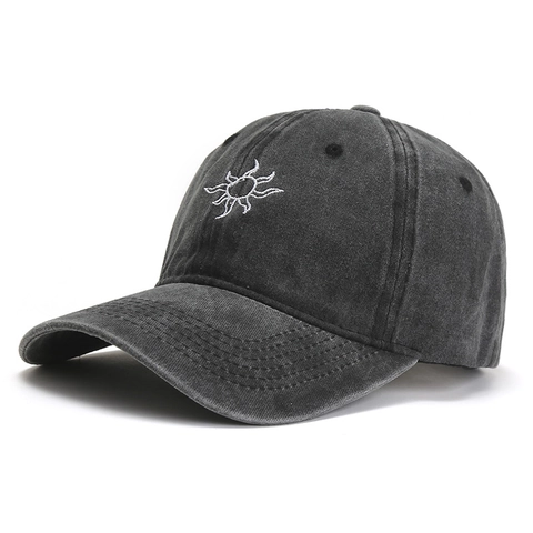 Washed Cotton Baseball Cap For Men Women Vintage Distressed Sun Embroidery Adjustable Outdoor Sun Protection Hat