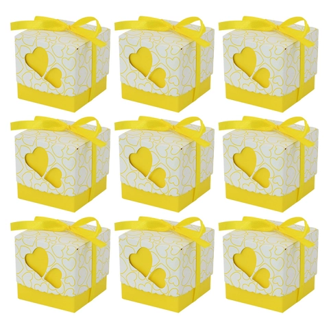 Scatola Regalo Caramelle Matrimonio Design Doppio Cuore Cavo Con Nastro Contenitore Carta Per Decorazione Festa