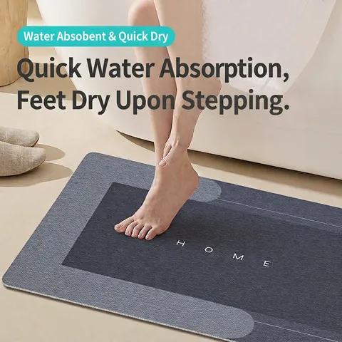Tappetino Bagno Antiscivolo Morbido Fango Diatomee Assorbente Velluto Tecnico Asciugatura Rapida Fondo Gomma Moderno Casa