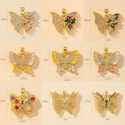 Pendente Farfalla Fata Rame Zircone Colorato Forma Animale Accessori Per Gioielli Da Donna Moda