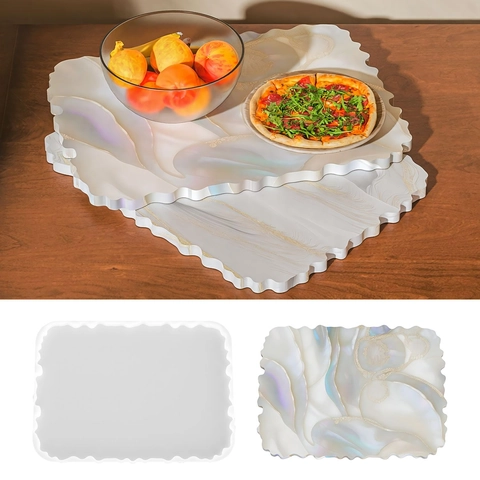 Large Scalloped Tray Silicone Mold DIY Resin Casting Wave Edge Fruit Plate Jewelry Storage Organizer Handcrafted Decorative Tool