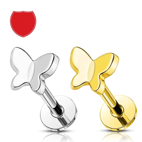 G23 Titanio ASTM F136 Farfalla Labret Borchia Anello Labbro Cartilagine Piercing Gioielli Oro Argento Piercing Lucidato