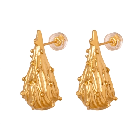 Orecchini a Bottone a Goccia con Texture Organica Irregolare per Donna in Acciaio Inossidabile Oro Argento Placcato Gioielli