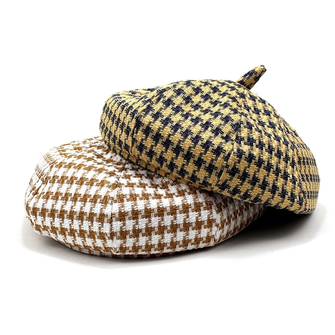 Hahnentritt Baskenmütze Damen Baumwolle Polyester Vintage Octagonal Newsboy Cap Warm Lässig Outdoor Reisen Modeaccessoire