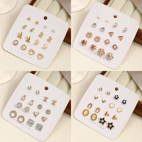 Stud Earrings With Stainless Steel Earring Post Faux Artificial Pearl Rhinestone Geometric Heart Star Fashion Jewelry For Women
