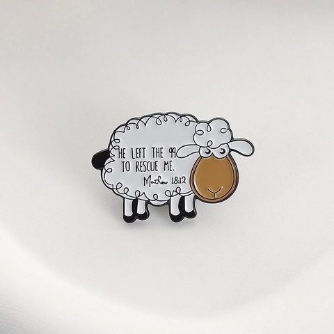 Cartoon Sheep Enamel Brooch Zinc Alloy Religious Quote Badge Clothing Backpack Accessory Gift Women Men Jewelry