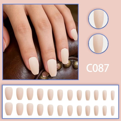 Matte Coffin Press On Nails Solid Nude Pink Long Ballerina Fake Nails Full Cover Frosted Artificial Fingernails For Women