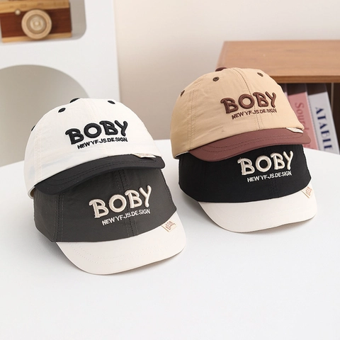 Kids Baseball Cap Polyester Color Block Letter Embroidery Sun Protection Quick Dry Adjustable Outdoor Hat Sporty Toddler