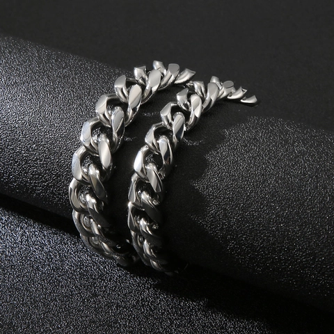 Heren Cubaanse Schakelarmband Roestvrij Staal Gepolijst Zwaar Dik Metaal Hiphop Punk Streetwear Mode Sieraden