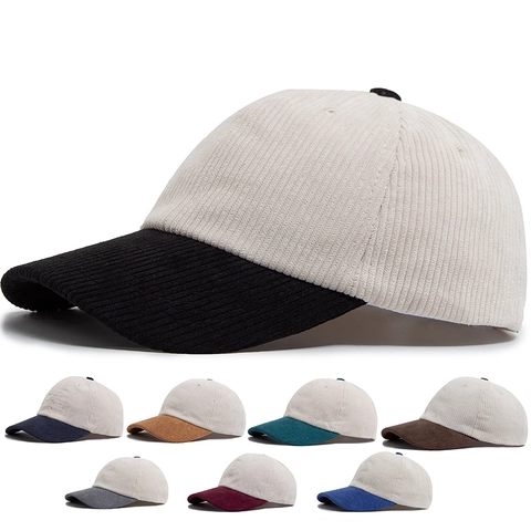 Vintage Corduroy Baseball Cap Colorblock Adjustable Hip Hop Hat For Men Women Casual Outdoor Fashion Sun Protection Hat