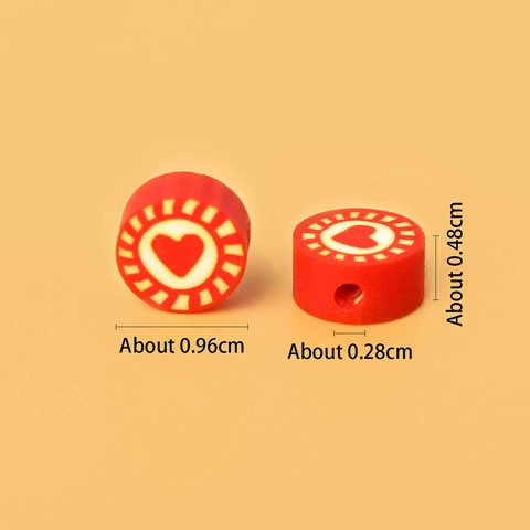 Heart Pattern Polymer Clay Beads Flat Round Spacer Beads For DIY Jewelry Making Bracelet Necklace Handcrafted