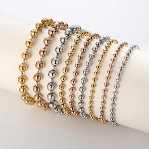Bracciale A Catena Con Sfere Minimalista In Acciaio Inossidabile 316L Resistente Gioielli Di Moda Lucidati Per Donna
