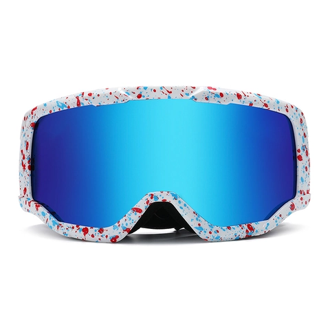 Anti Fog Ski Goggles Double Layer Lenses Ink Splatter Pattern TPU Frame Windproof Impact Resistant Outdoor Sports