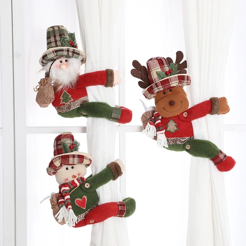 Fermatende Di Natale Babbo Natale Pupazzo Di Neve Renna Bambola Peluche Decorazione Festiva Per Finestre Fibbia Supporto