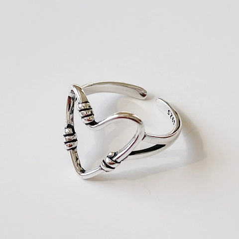Heart Knotted Ring 925 Sterling Silver Open Adjustable Vintage Minimalist Style Jewelry For Women