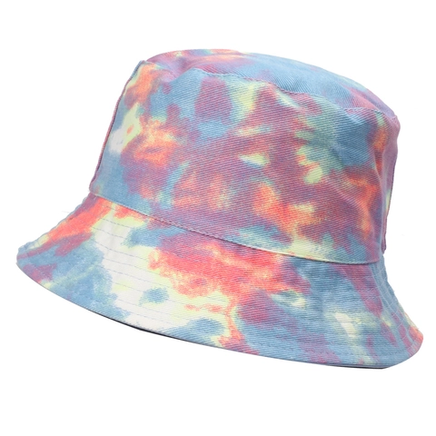 Chapeau Bob Tissu Acrylique Tie Dye Double Face Protection Solaire Coloré Outdoor Streetwear Pour Hommes Femmes