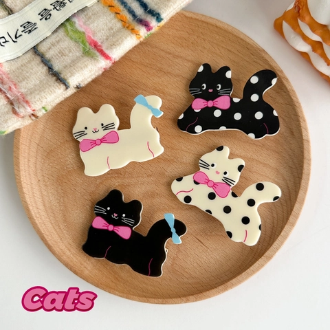 Pinzas Para El Cabello De Animales De Dibujos Animados Gato Con Lunares Cachorro Con Gorro De Fiesta Horquillas Dulces Para Niñas