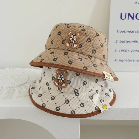Cappellino Da Baseball E Cappello Da Pescatore In Velluto A Coste Per Bambini Con Simpatica Toppa Di Orso Stampa Di Lettere Autunno