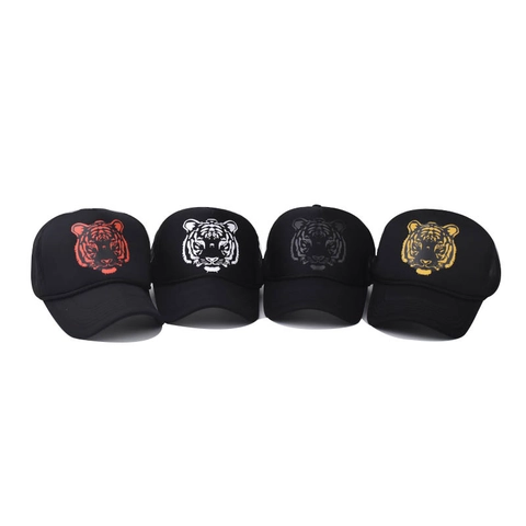 Tiger Head Print Mesh Trucker Hat Breathable Adjustable Cotton Baseball Cap Outdoor Streetwear Fashion Sunshade