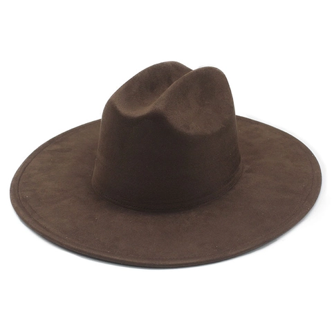 Chapeau Fedora Vintage À Bord Large Daim Synthétique Jazz Western Cowboy Ajustable Unisexe