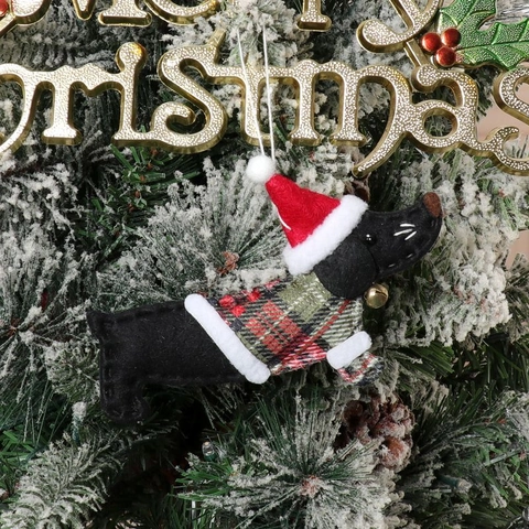 4Pcs Christmas Dachshund Dog Hanging Ornaments Felt Dog In Sweater Christmas Tree Decoration Festive Holiday Party Home Decor