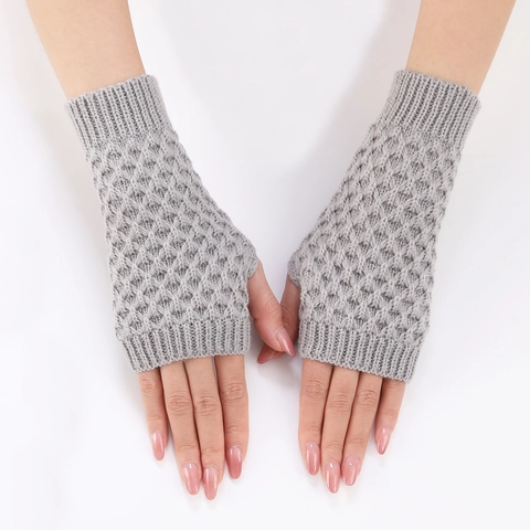 Guanti Senza Dita In Maglia Invernali Da Donna Caldi In Acrilico Motivo Pineapple Scaldamuscoli A Uncinetto Finti Manicotti