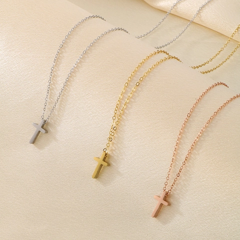 Minimalistische Kruis Hanger Ketting Roestvrij Staal Kleurvast O-Ketting Mode Sieraden Voor Dames