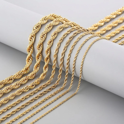 Collana A Catena Di Corda Placcata Oro 18K Acciaio Inossidabile Hip Hop Gioielli Di Moda Minimalista Per Uomini E Donne