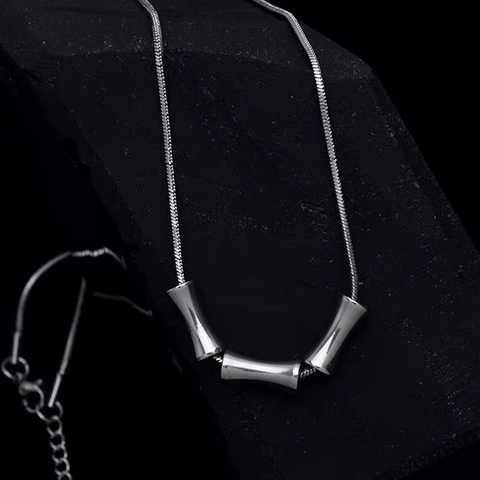 Collar Con Colgante De Acero De Titanio Cadena De Serpiente Cuentas Cilíndricas Joyería Minimalista De Tendencia Para Hombres Mujeres