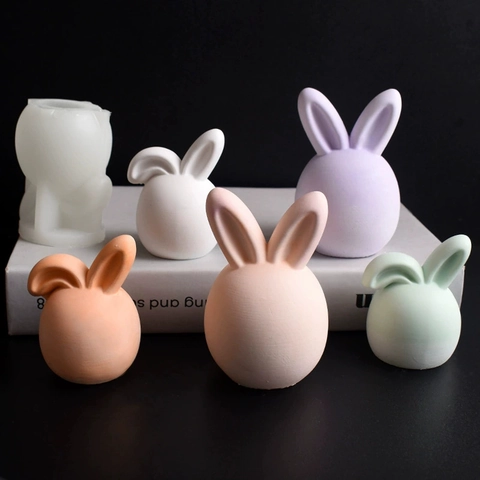 Easter Bunny Silicone Mold Egg Shape Rabbit Candle Resin Soap Making DIY Craft Baking Tool Reusable Textured Decorative