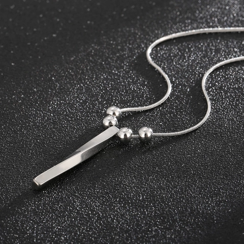 Collana Minimalista In Acciaio Inossidabile Con Pendente A Barra Torta Per Uomini Donne Catena Serpente Perline Di Metallo